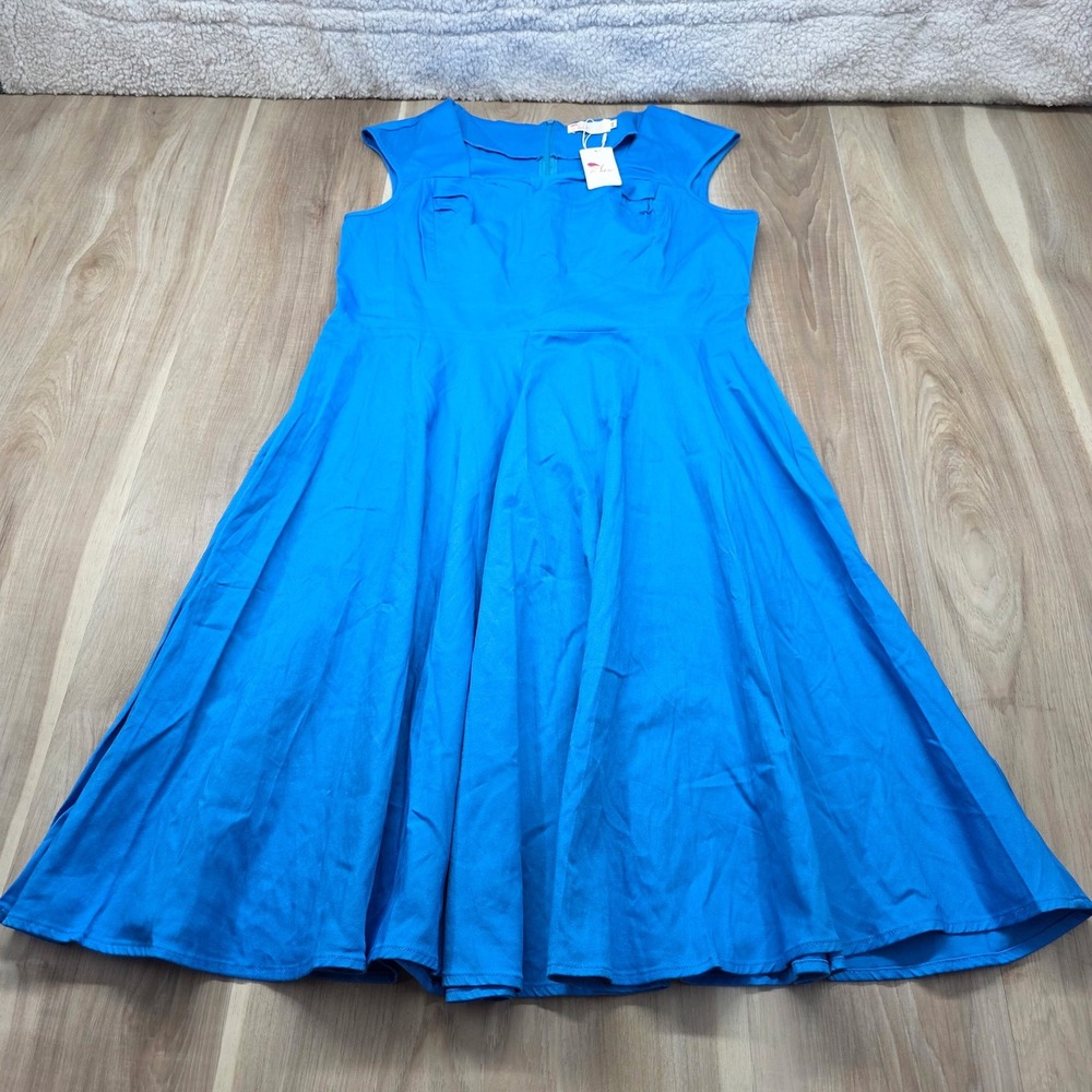 Women’s Bright Blue Fit-and-Flare Midi Dress